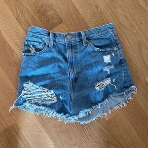 Levi's Blue Distressed Jean Shorts